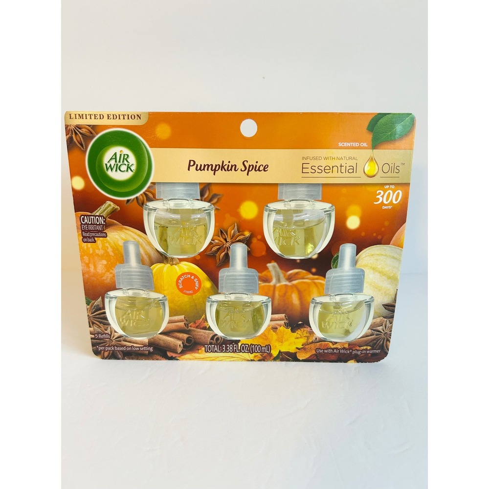 Air Wick Pumpkin Spice Scented Oil Refills 5 Pack Limited Edition Essential Oils